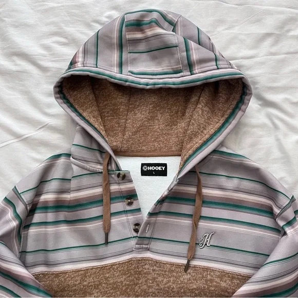 Hooey Brown and Gray Striped Hoodie - Picture 2 of 9